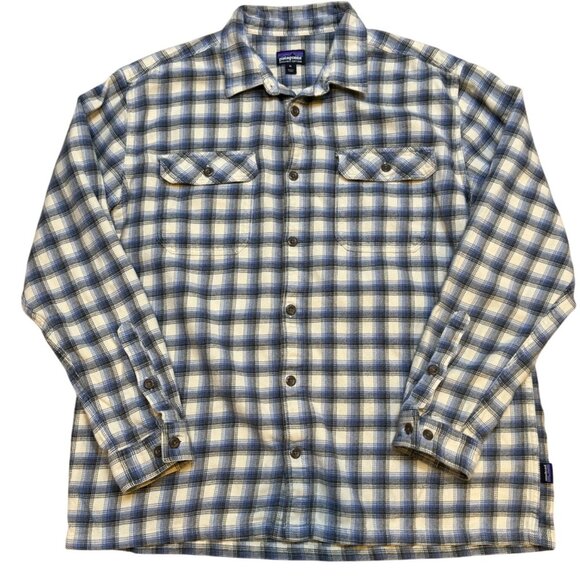 Patagonia Mens Long Sleeve Fjord Flannel Shirt Blue Gray XL - Picture 1 of 9